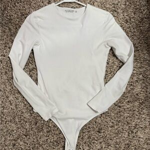 Abercrombie & Fitch White Crewneck Bodysuit